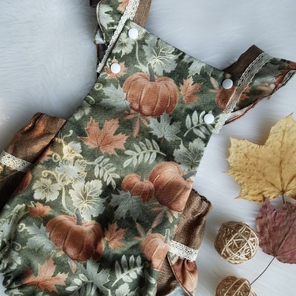 Girls Fall handmade romper 12-18 months - Picture 4 of 7